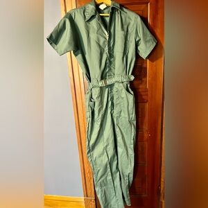 Army green vintage sports wear coverall jumpsuit. Women’s large, long.